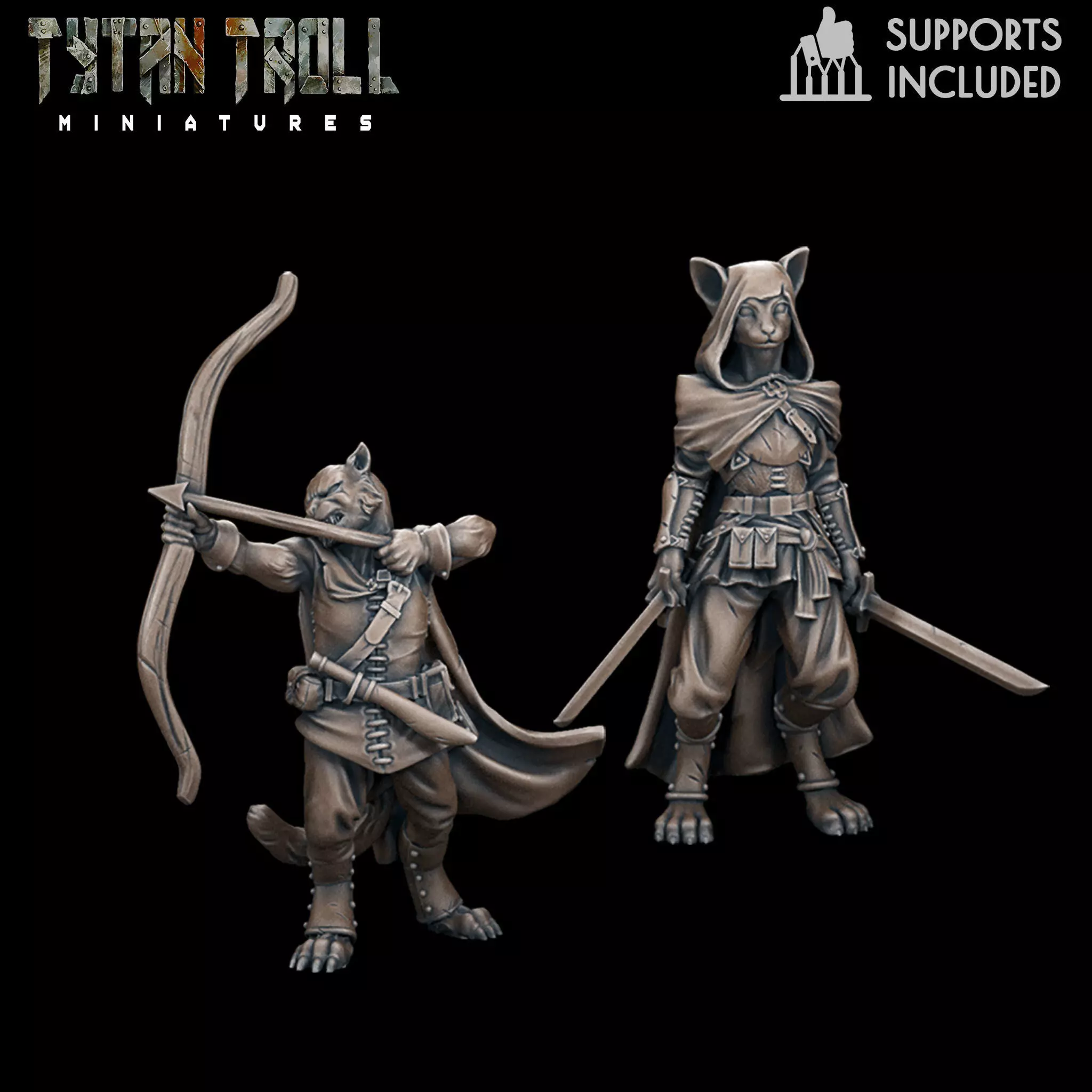DnD Heroes - Tabaxi Fighters - Pre-Supported 3D print model_0
