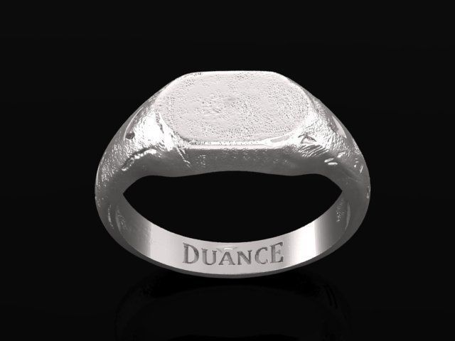 Rough Texture Dainty Thin Signet Ring Round Mix Size 3D print 3D print model_1