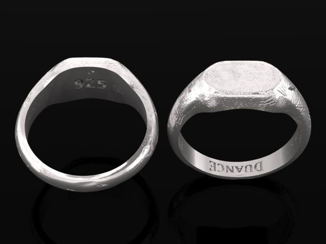 Rough Texture Dainty Thin Signet Ring Round Mix Size 3D print 3D print model_2