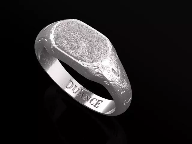 Rough Texture Dainty Thin Signet Ring Round Mix Size 3D print 3D print model_0