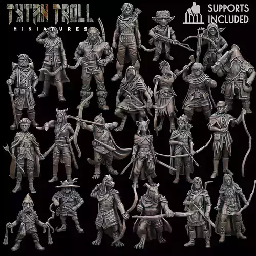 DnD Heroes - Rangers Bundle - Pre-Supported 3D print model