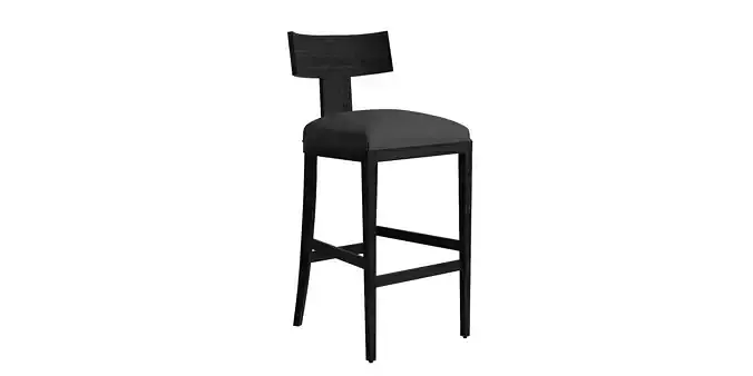 Black Wood And Fabric Stool