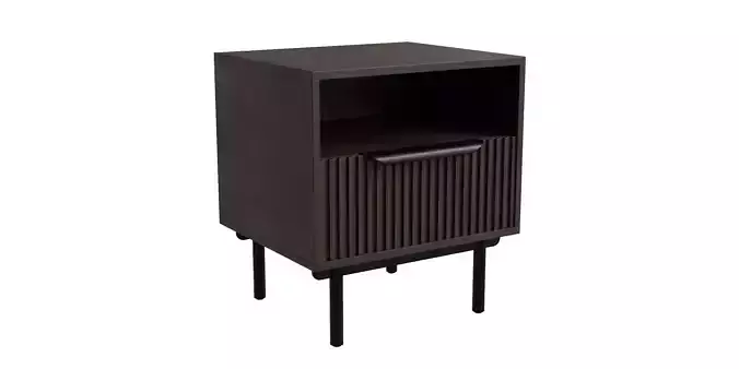 Dark Acacia Black Metal Bedside Table
