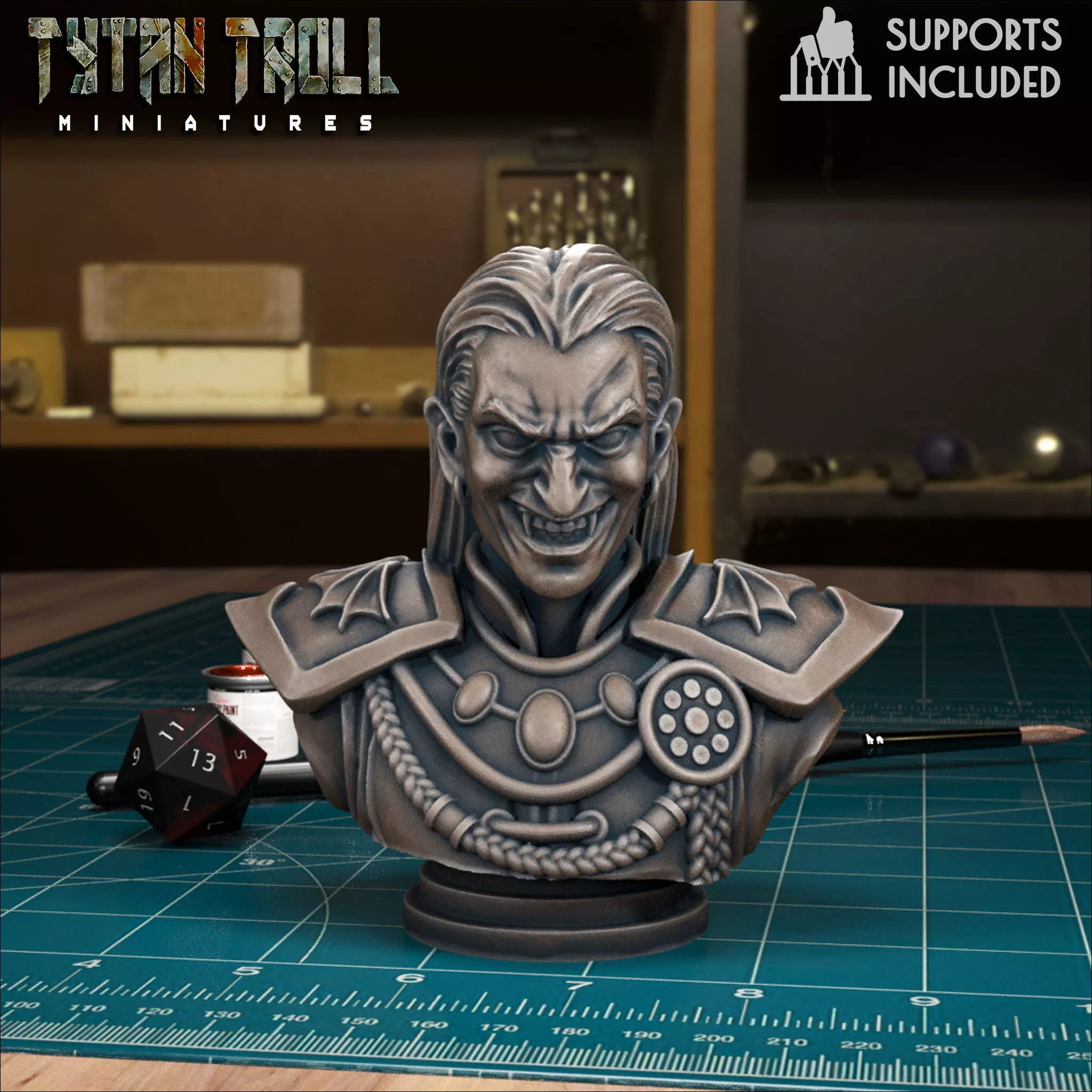 Curse of Strahd - Strahd Bust - Pre-Supported 3D print model