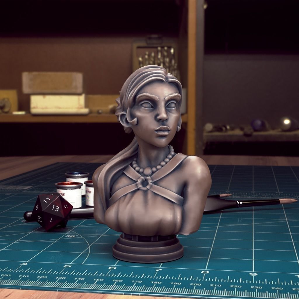 Curse of Strahd - Gertruda Bust - Pre-Supported 3D print model_1