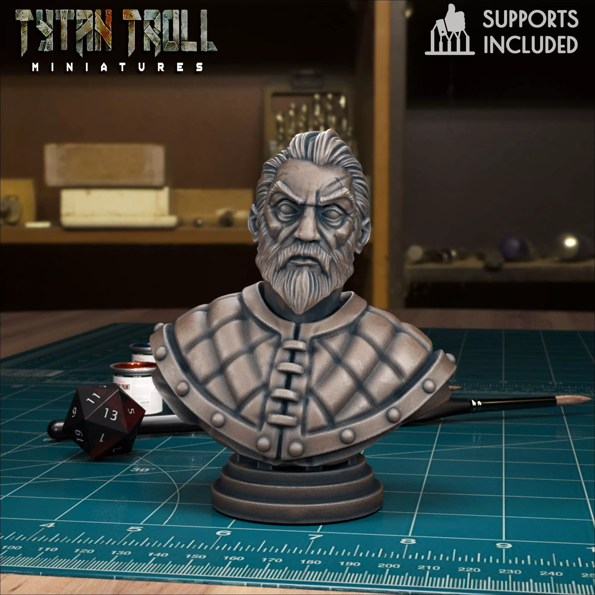 Curse of Strahd - Urwin Bust - Pre-Supported 3D print model_0