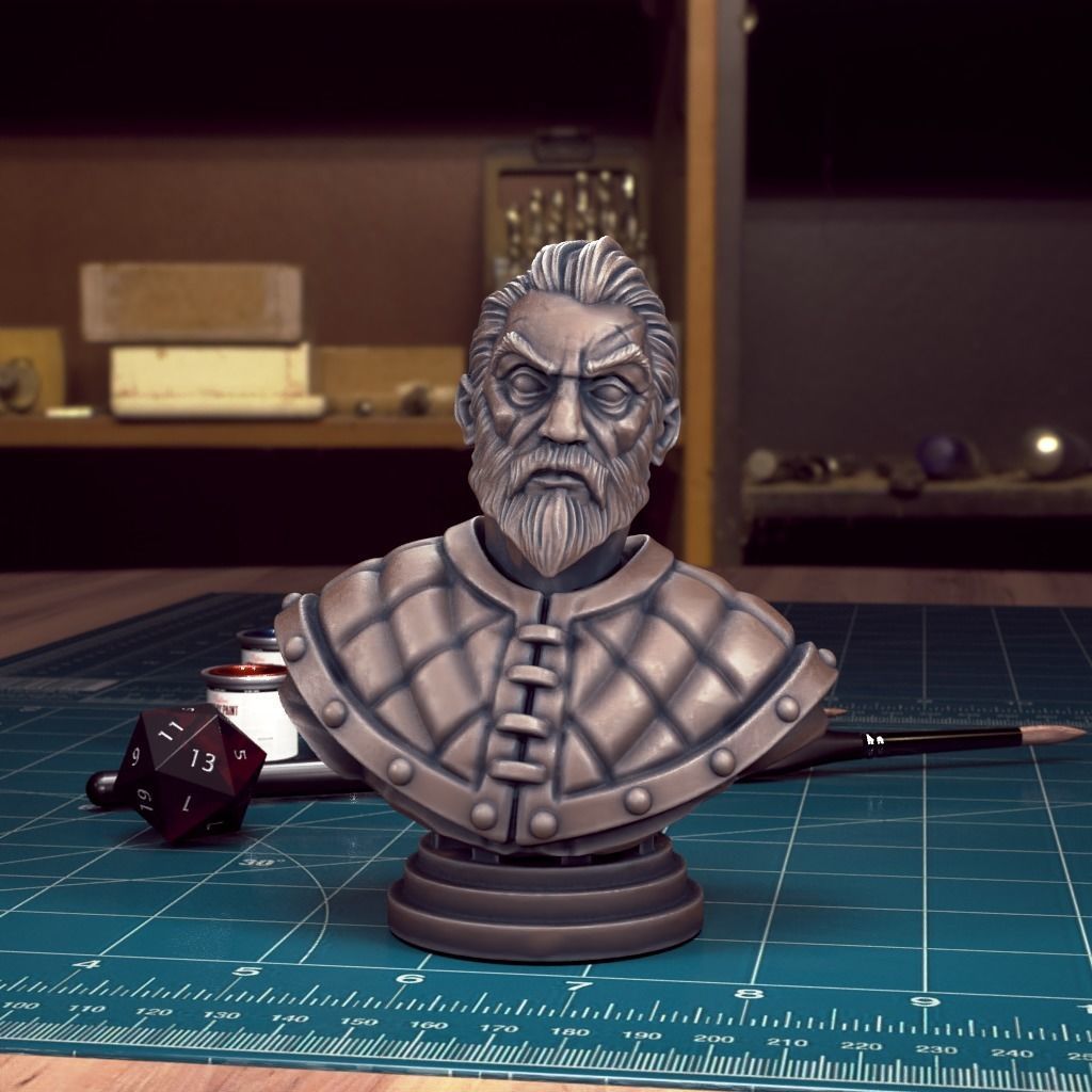 Curse of Strahd - Urwin Bust - Pre-Supported 3D print model_1