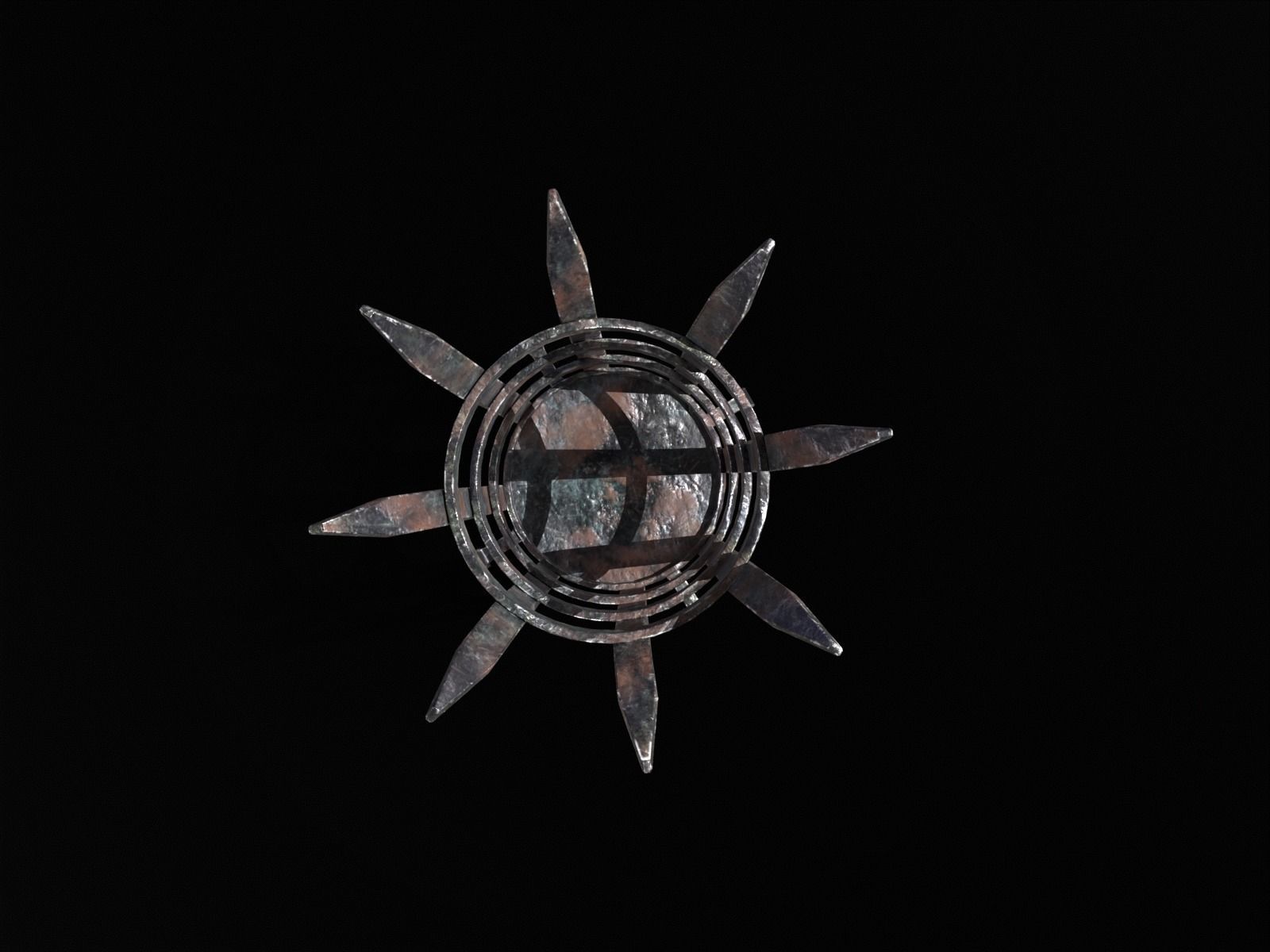 Old Metal Medieval Spiked Fire Pit  Low-poly 3D model_22