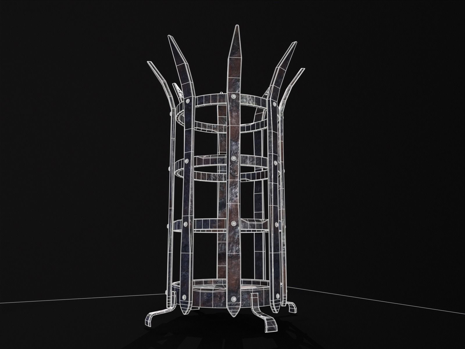 Old Metal Medieval Spiked Fire Pit  Low-poly 3D model_17
