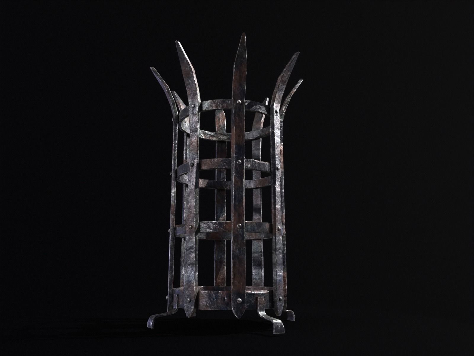 Old Metal Medieval Spiked Fire Pit  Low-poly 3D model_18