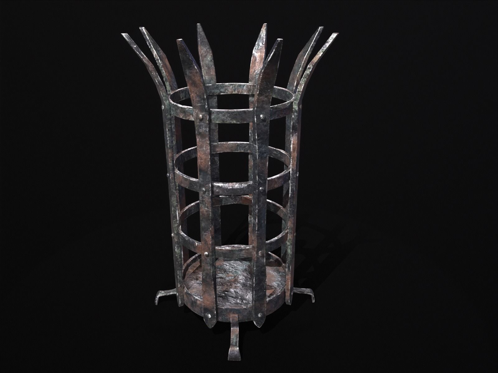 Old Metal Medieval Spiked Fire Pit  Low-poly 3D model_4