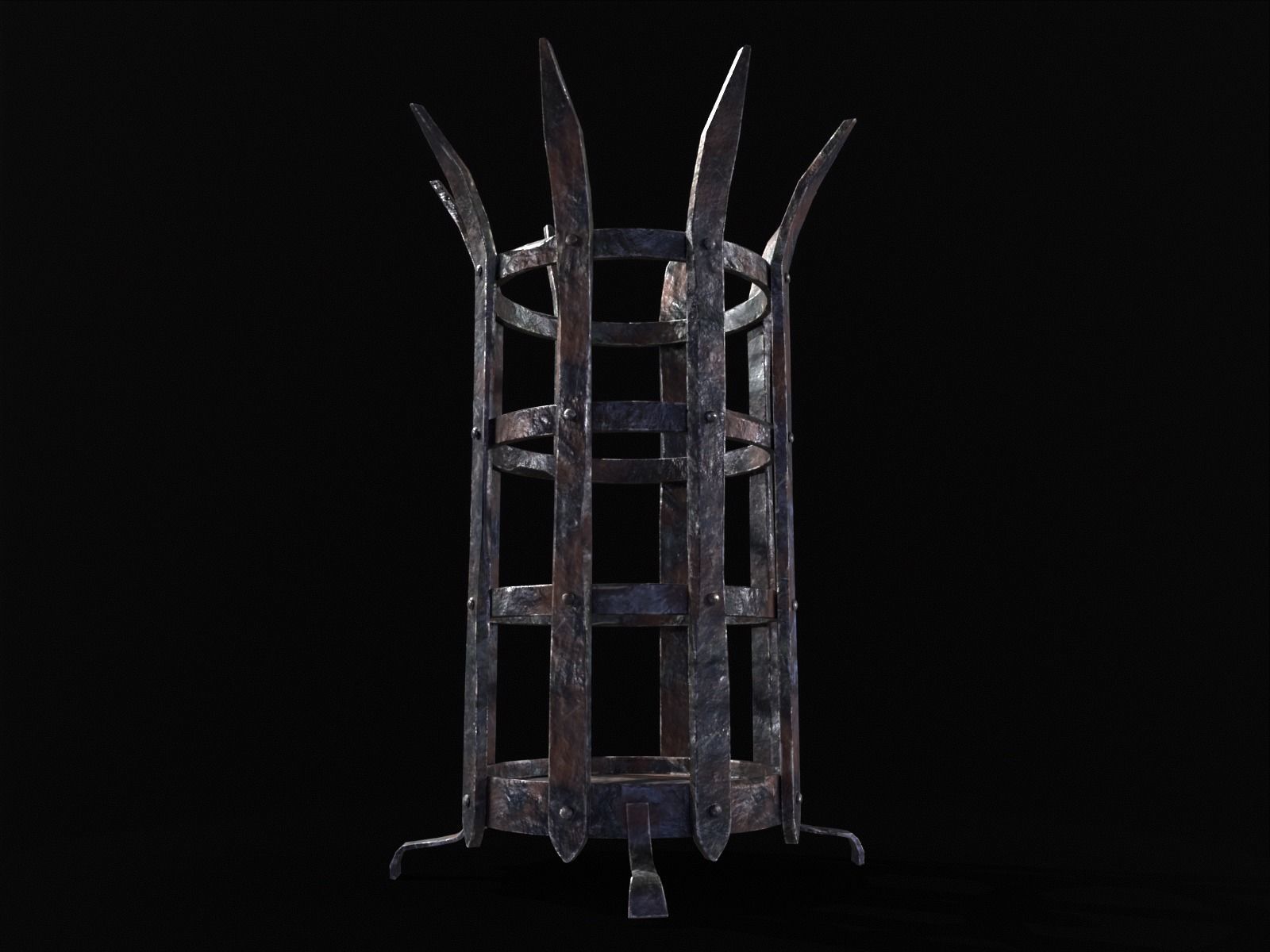Old Metal Medieval Spiked Fire Pit  Low-poly 3D model_14