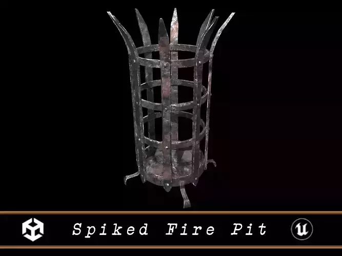 Old Metal Medieval Spiked Fire Pit  Low-poly 3D model