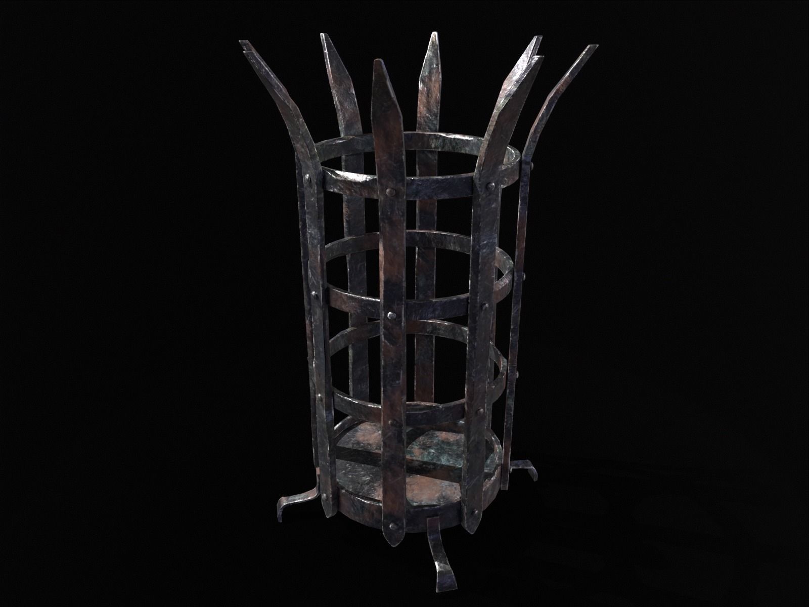 Old Metal Medieval Spiked Fire Pit  Low-poly 3D model_12