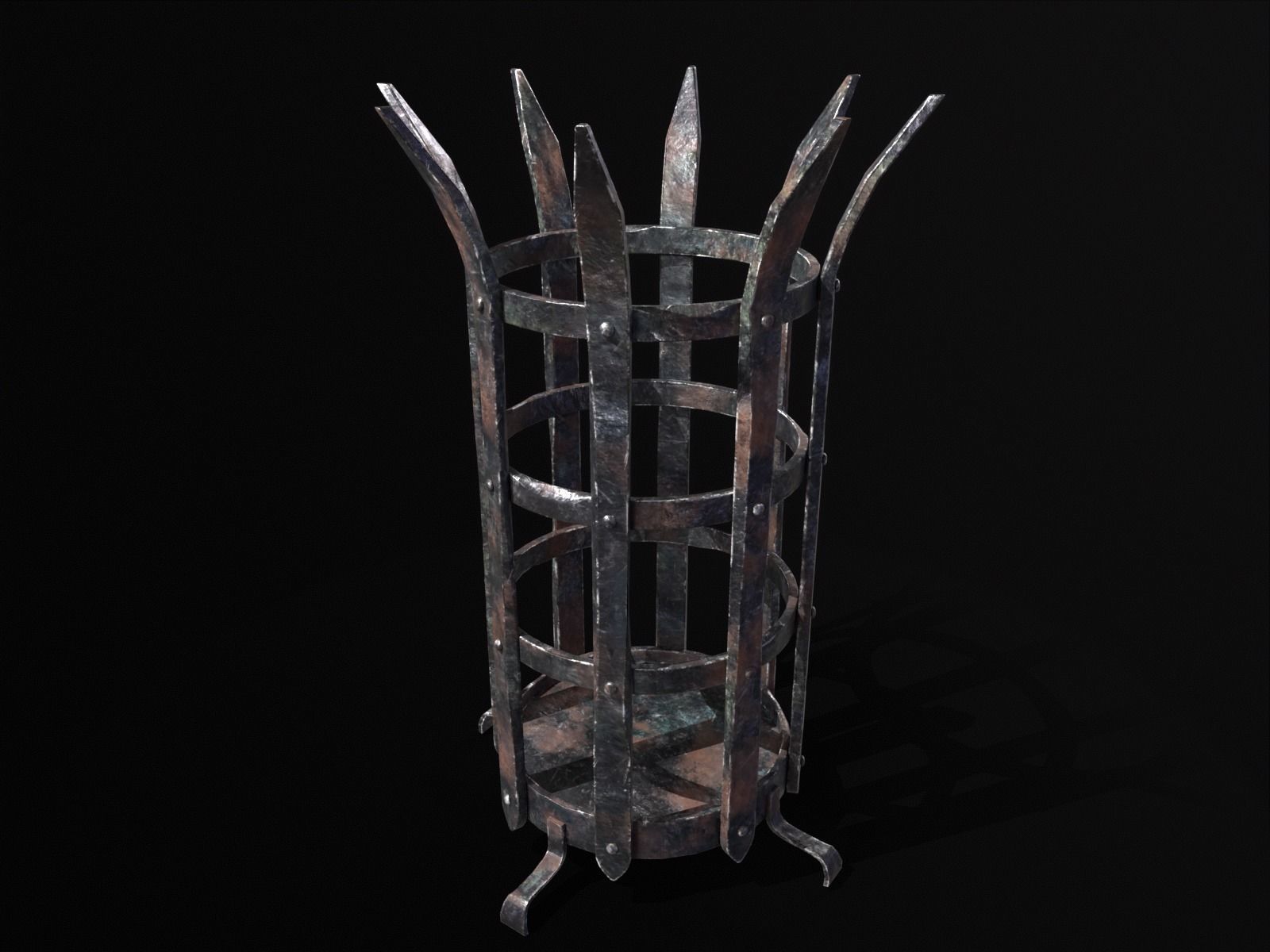 Old Metal Medieval Spiked Fire Pit  Low-poly 3D model_8