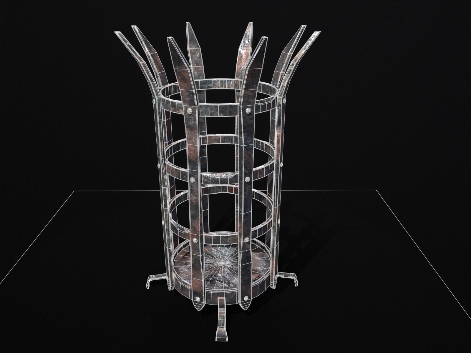Old Metal Medieval Spiked Fire Pit  Low-poly 3D model_5