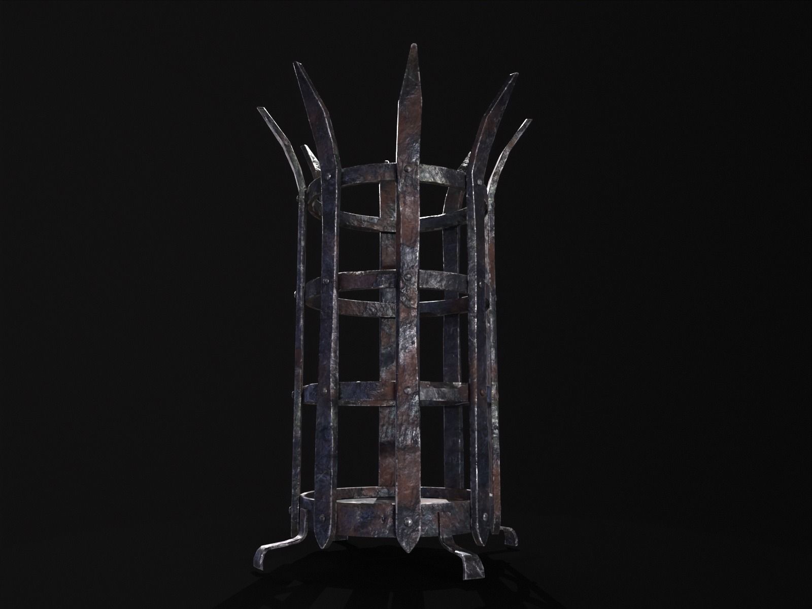 Old Metal Medieval Spiked Fire Pit  Low-poly 3D model_16
