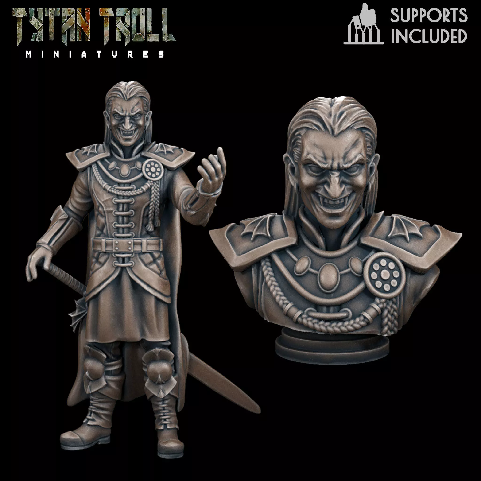 Curse of Strahd - Strahd Mini Bust Combo - Pre-Supported 3D print model