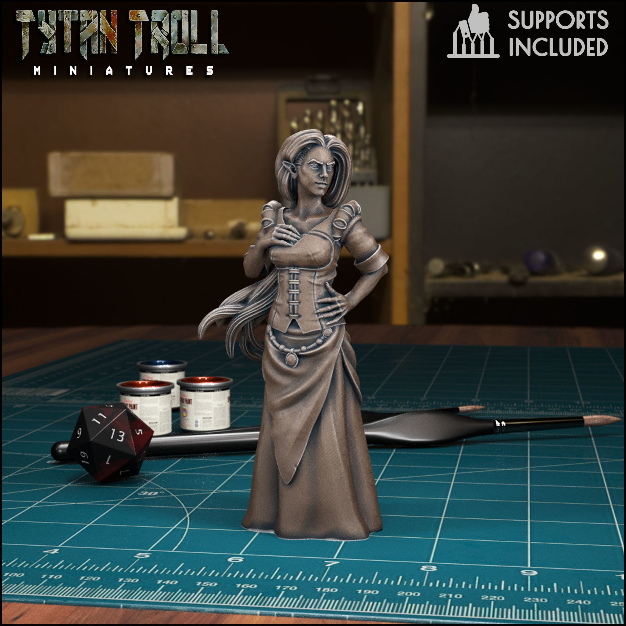 Curse of Strahd - Patrina Mini Bust Combo -Pre-Supported 3D print model_6