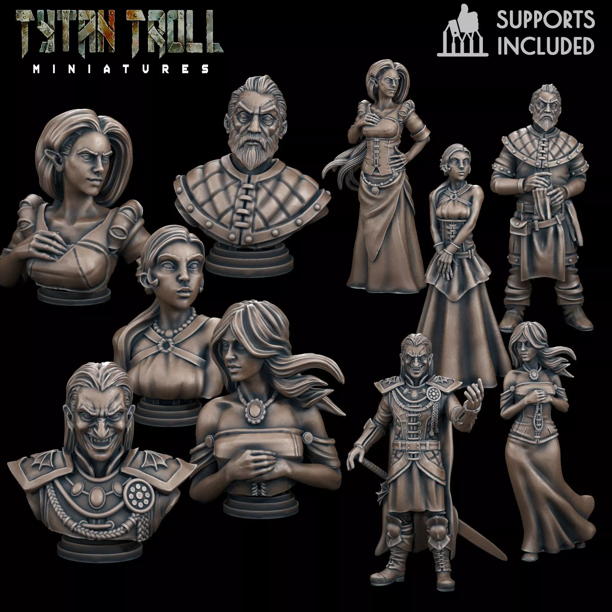 Curse of Strahd - Mini Bust Pack 03 - Pre-Supported 3D print model