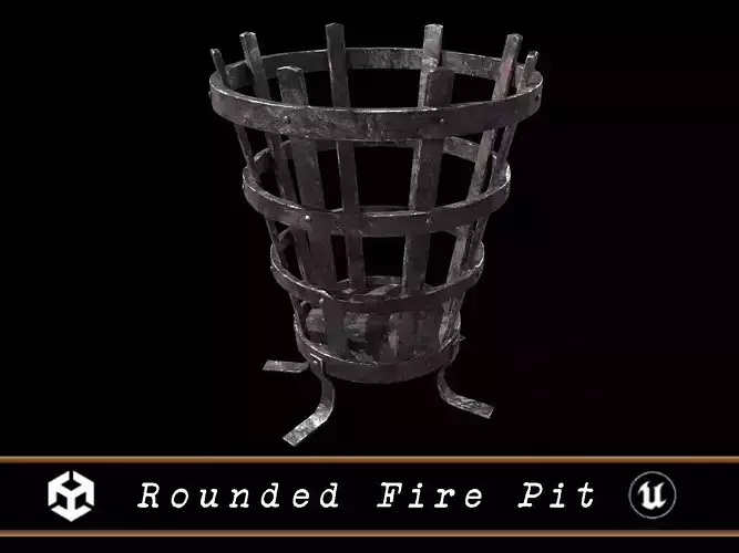 Old Metal Medieval Rounded Tiered Fire Pit Low-poly 3D model