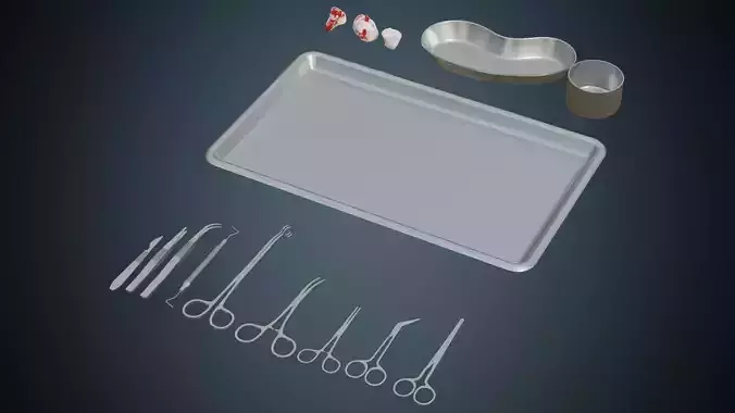 Medical Instruments 1A Low-poly 3D model