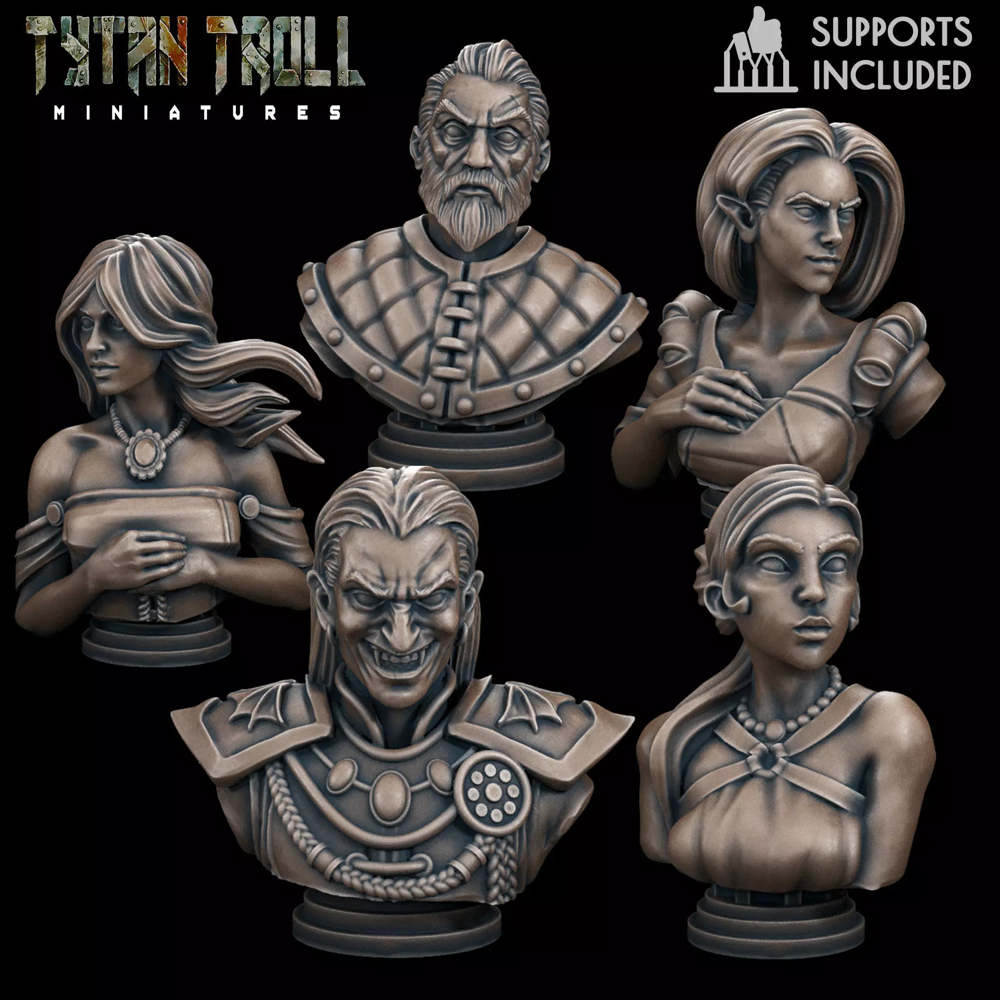 Curse of Strahd - Bust Pack 03 - Pre-Supported  3D print model_0