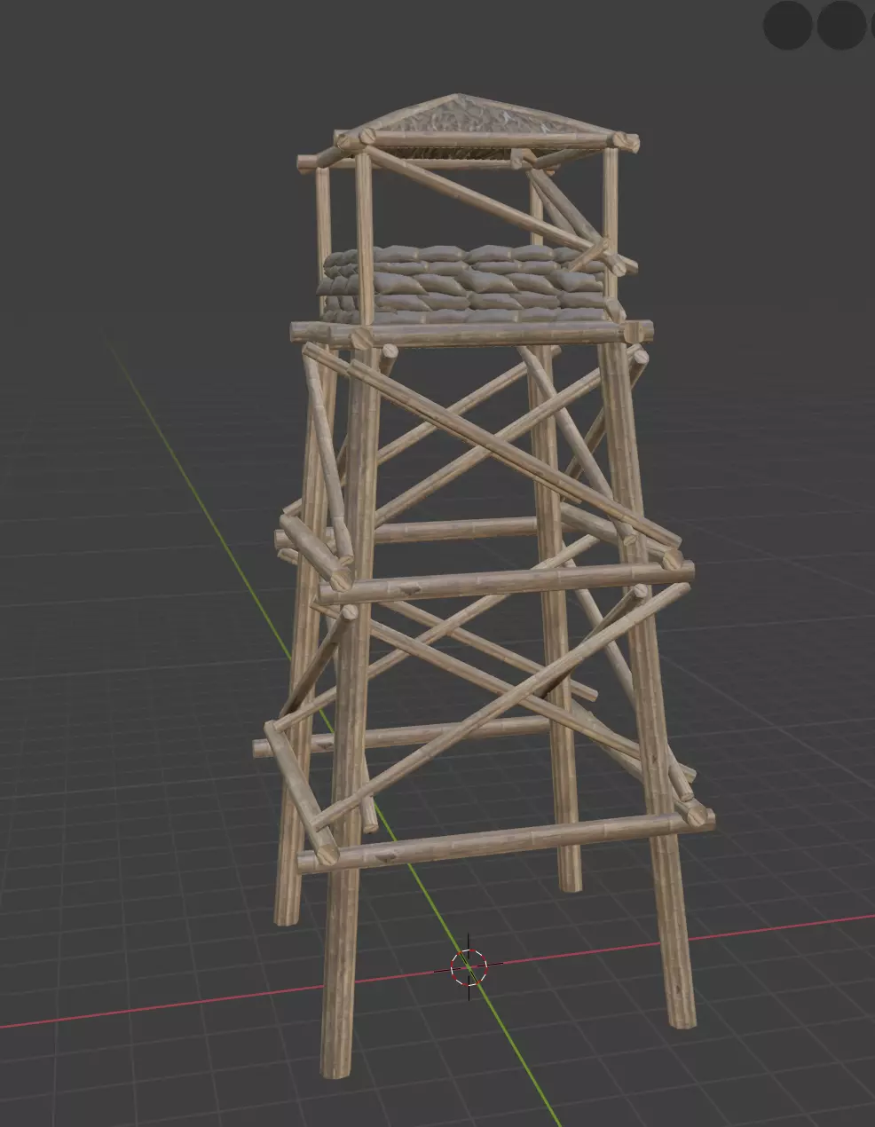 village tower Low-poly 3D model_0