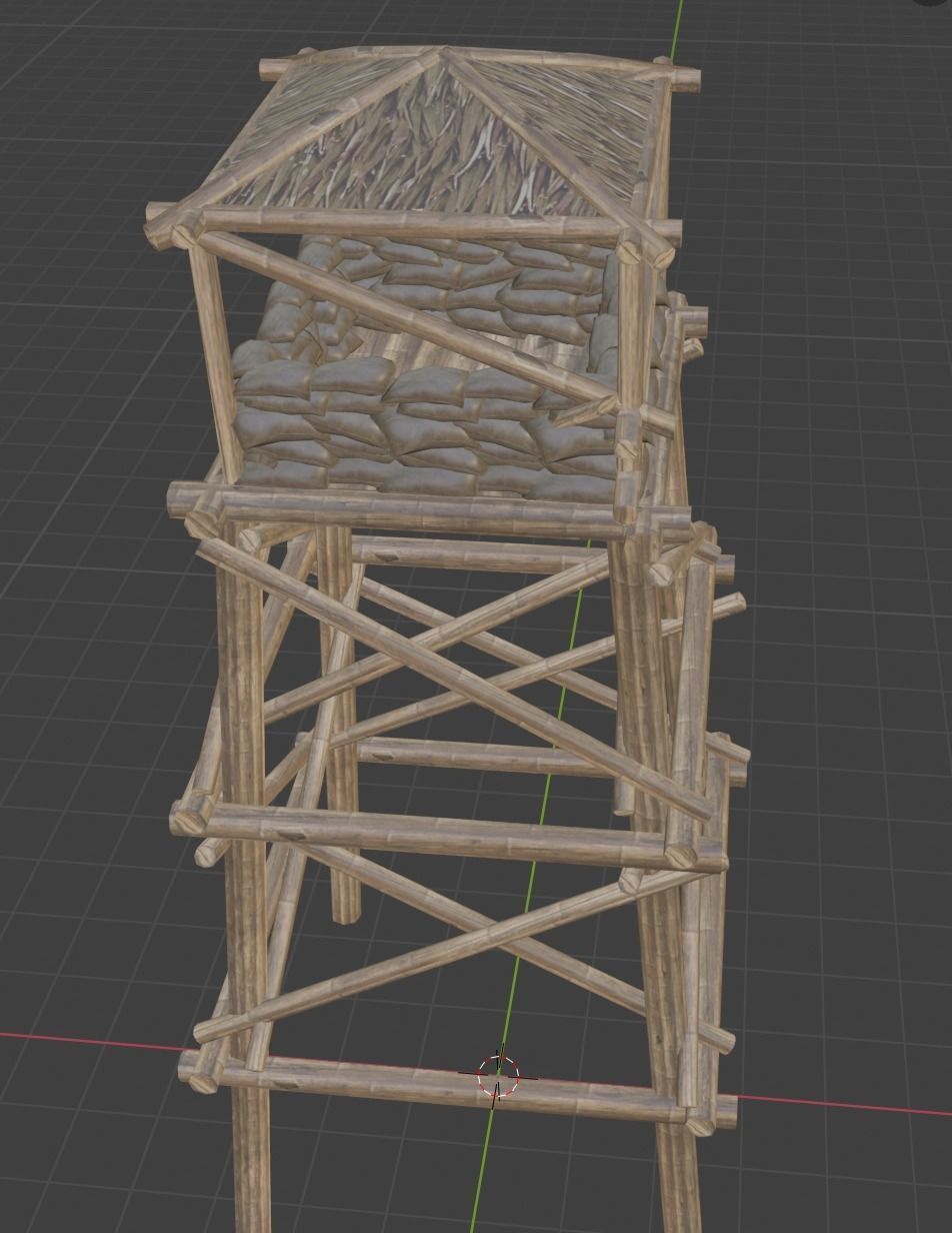 village tower Low-poly 3D model_2