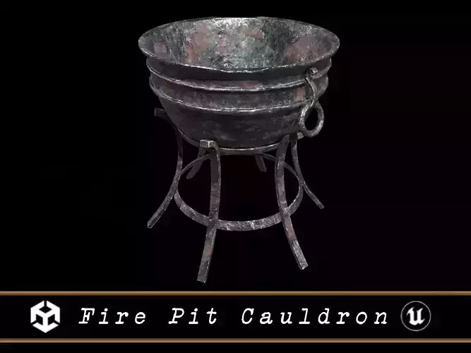 Old Metal Medieval Fire Pit Cauldron Low-poly 3D model