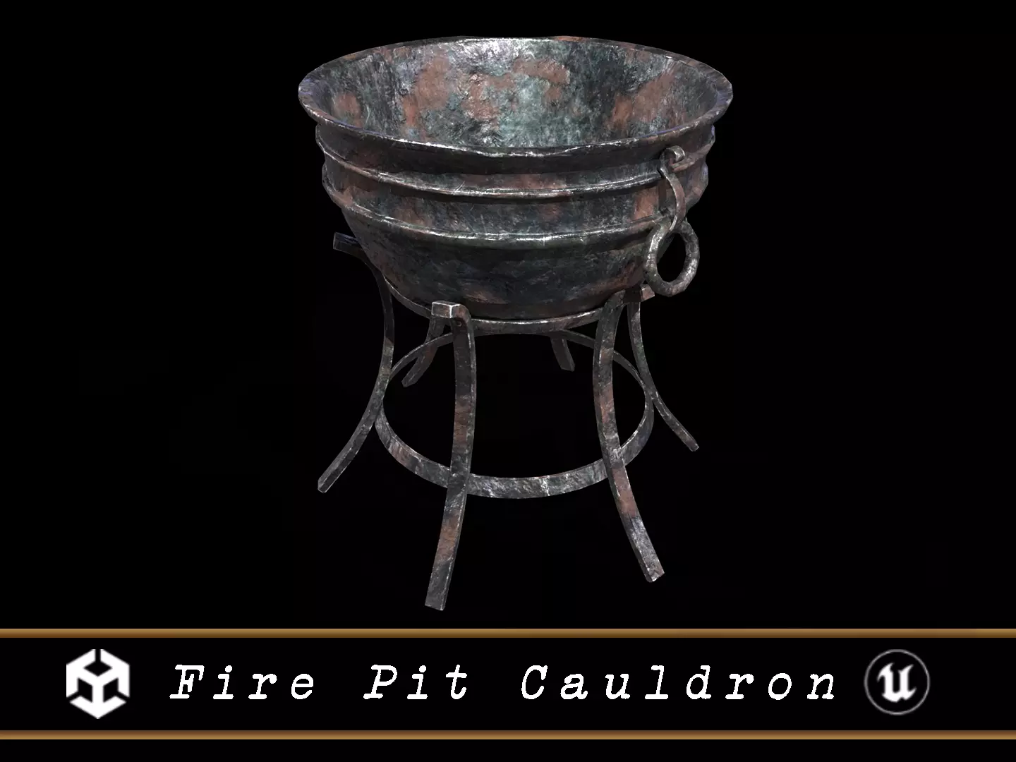 Old Metal Medieval Fire Pit Cauldron Low-poly 3D model