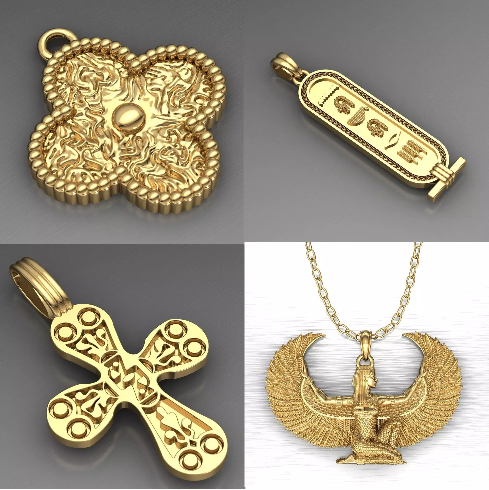 4 Pendants 3D print model_0