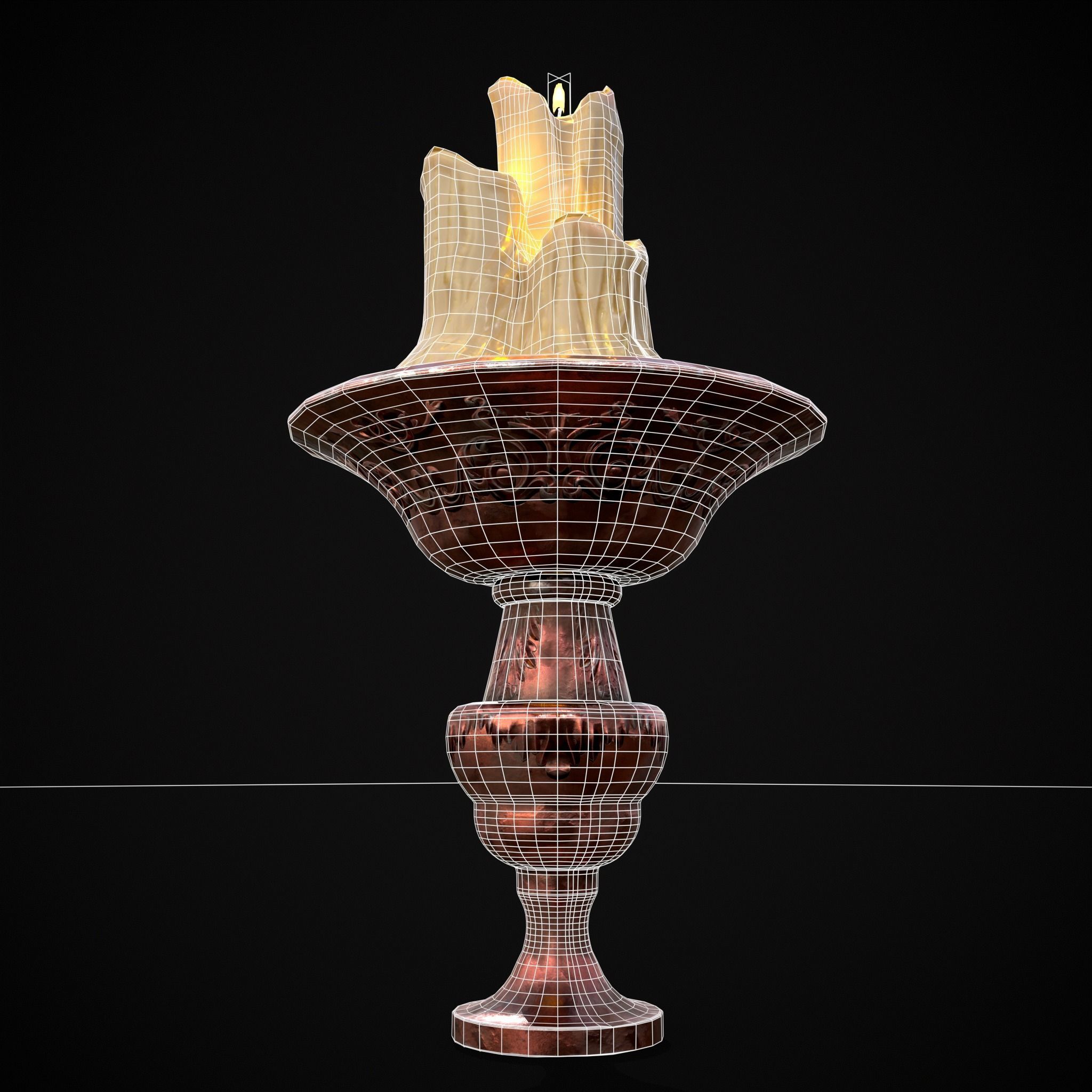 Candle Pedestal  Low-poly 3D model_16