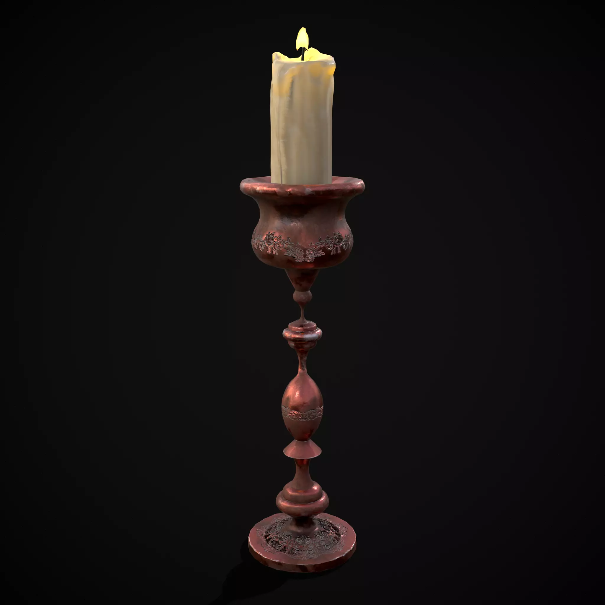 Elegant Candle Stick Low-poly 3D model_0