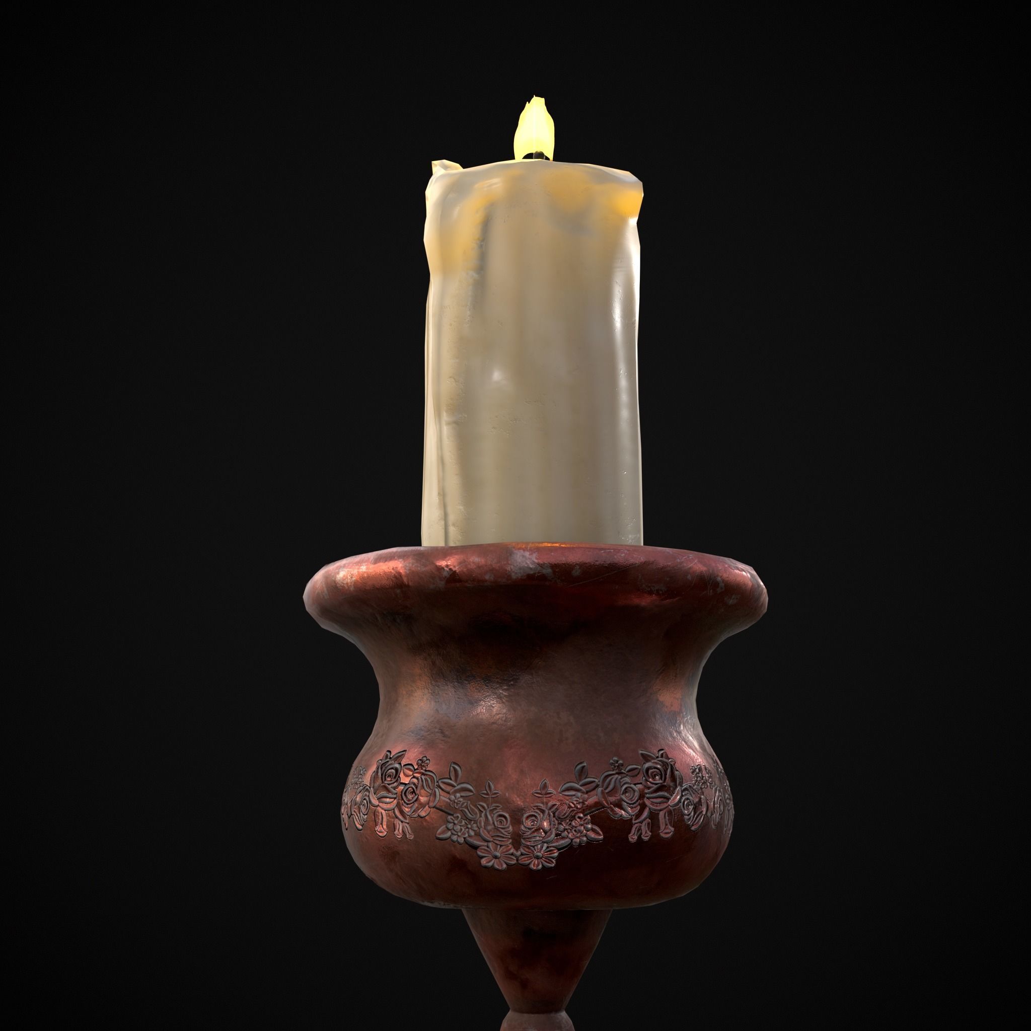 Elegant Candle Stick Low-poly 3D model_5