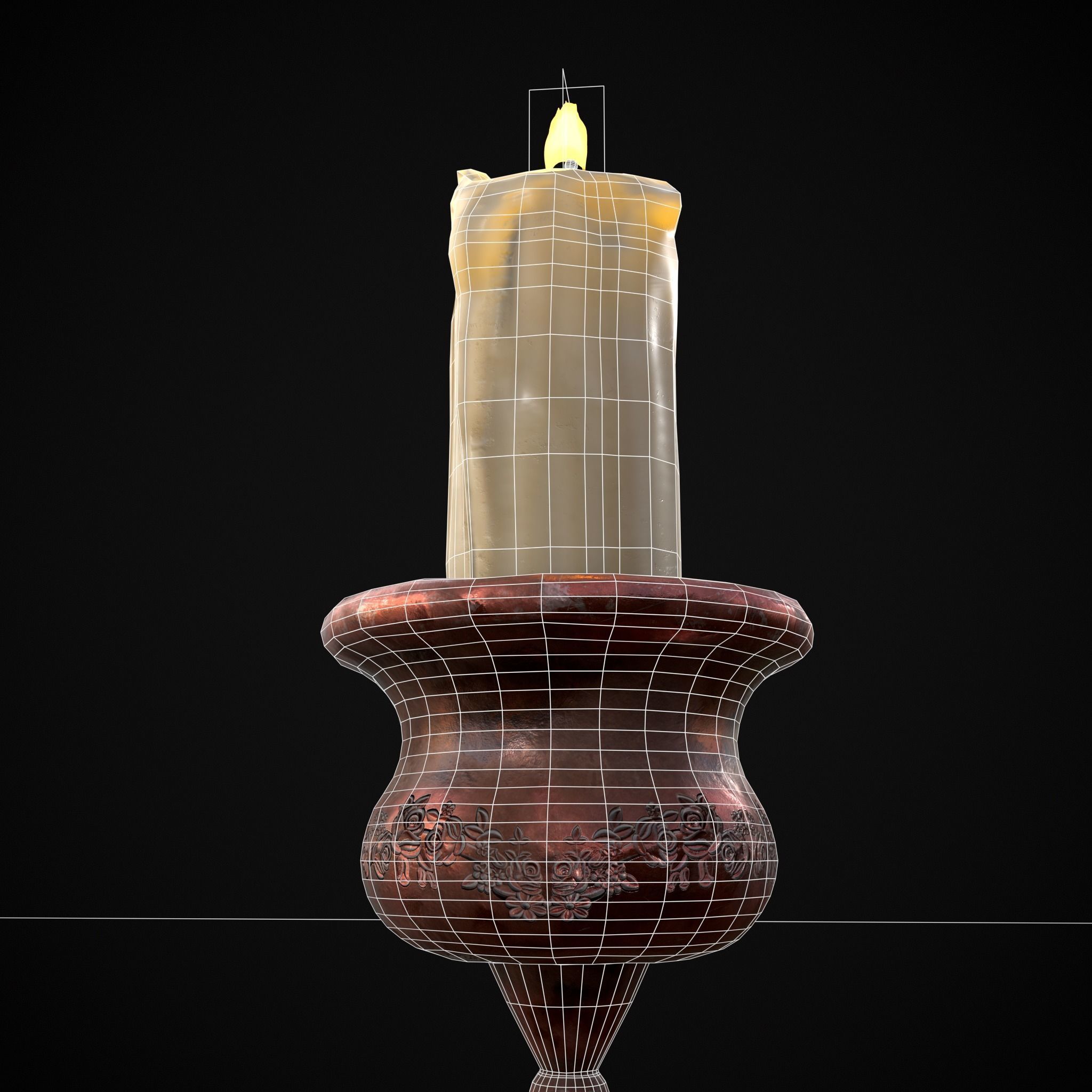 Elegant Candle Stick Low-poly 3D model_6
