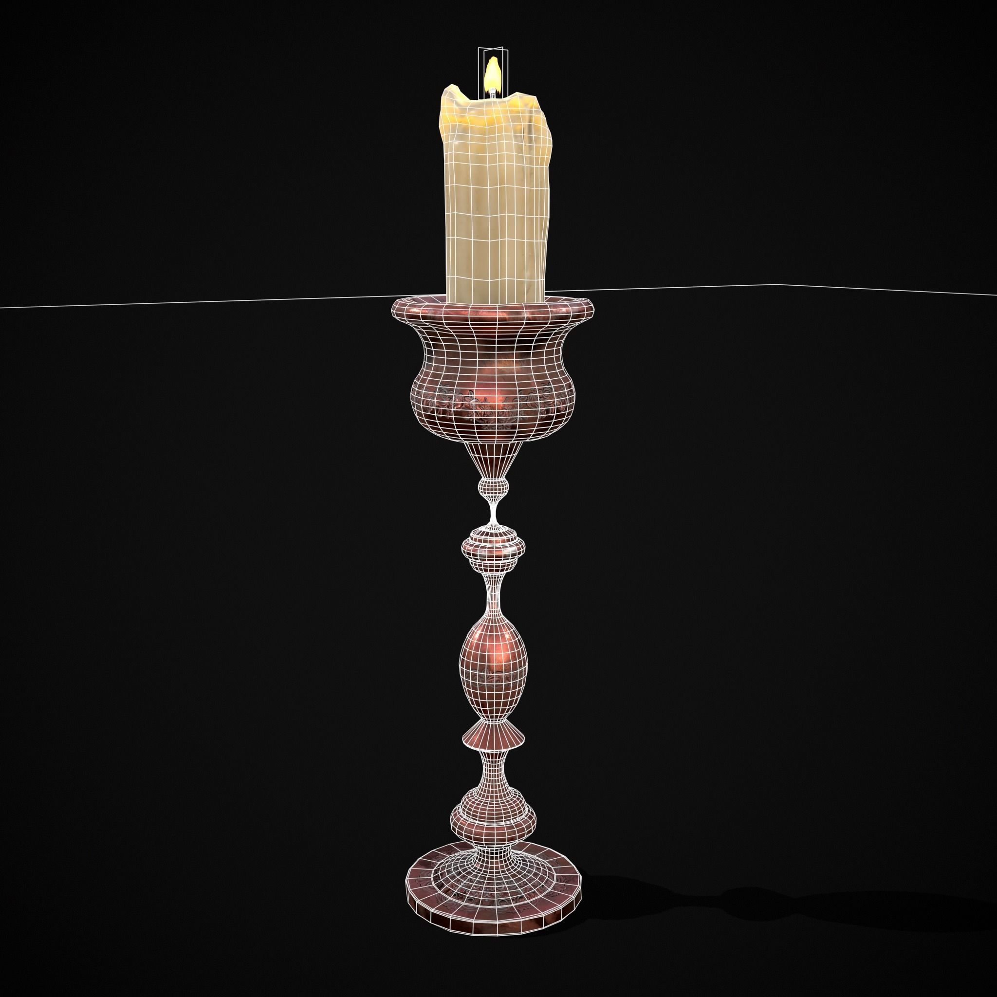 Elegant Candle Stick Low-poly 3D model_12