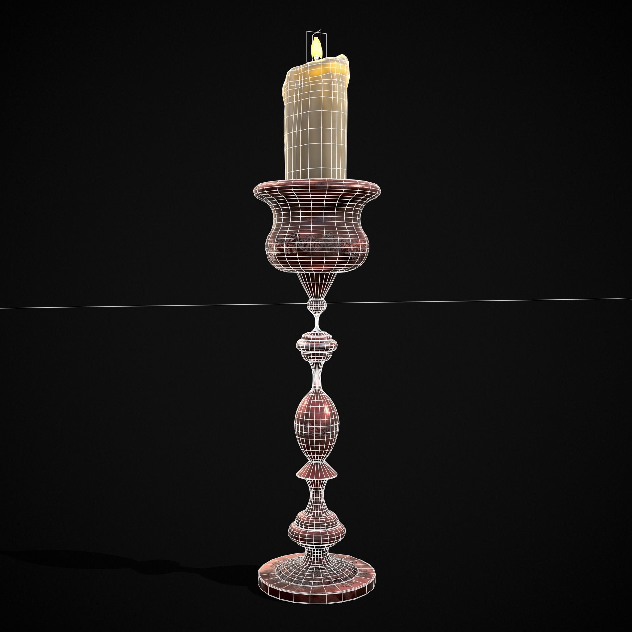 Elegant Candle Stick Low-poly 3D model_18