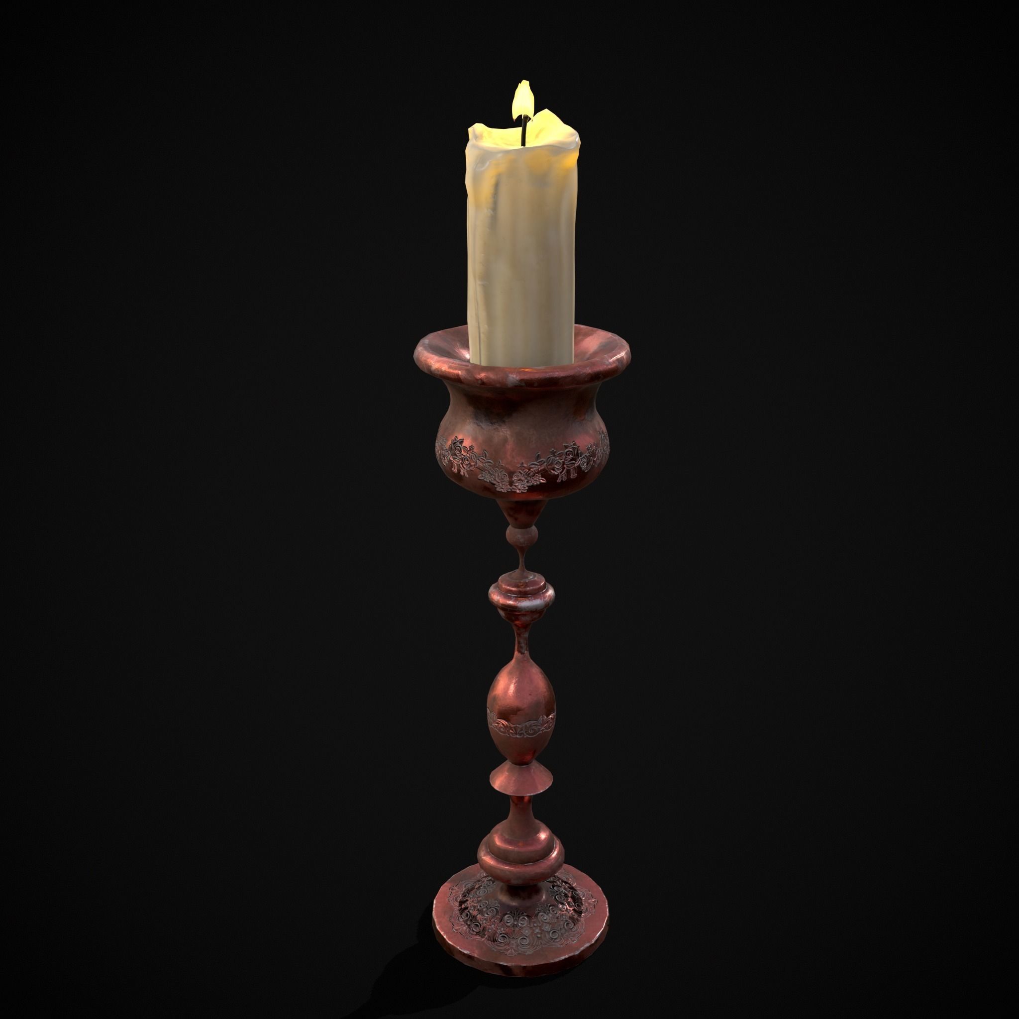 Elegant Candle Stick Low-poly 3D model_21