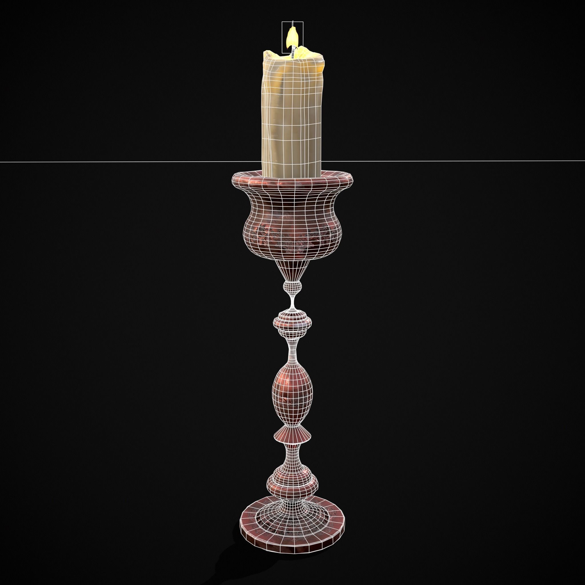 Elegant Candle Stick Low-poly 3D model_2