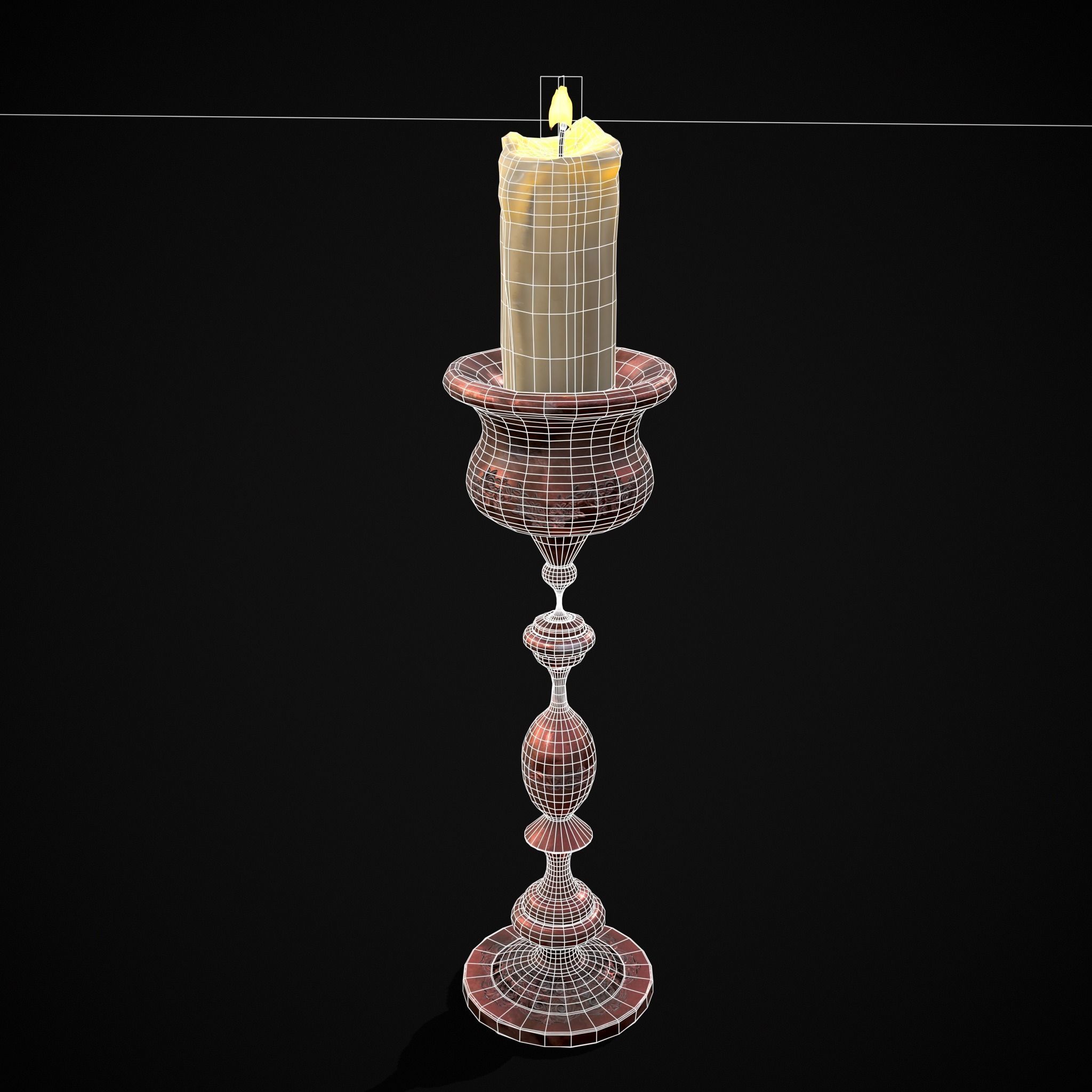 Elegant Candle Stick Low-poly 3D model_22