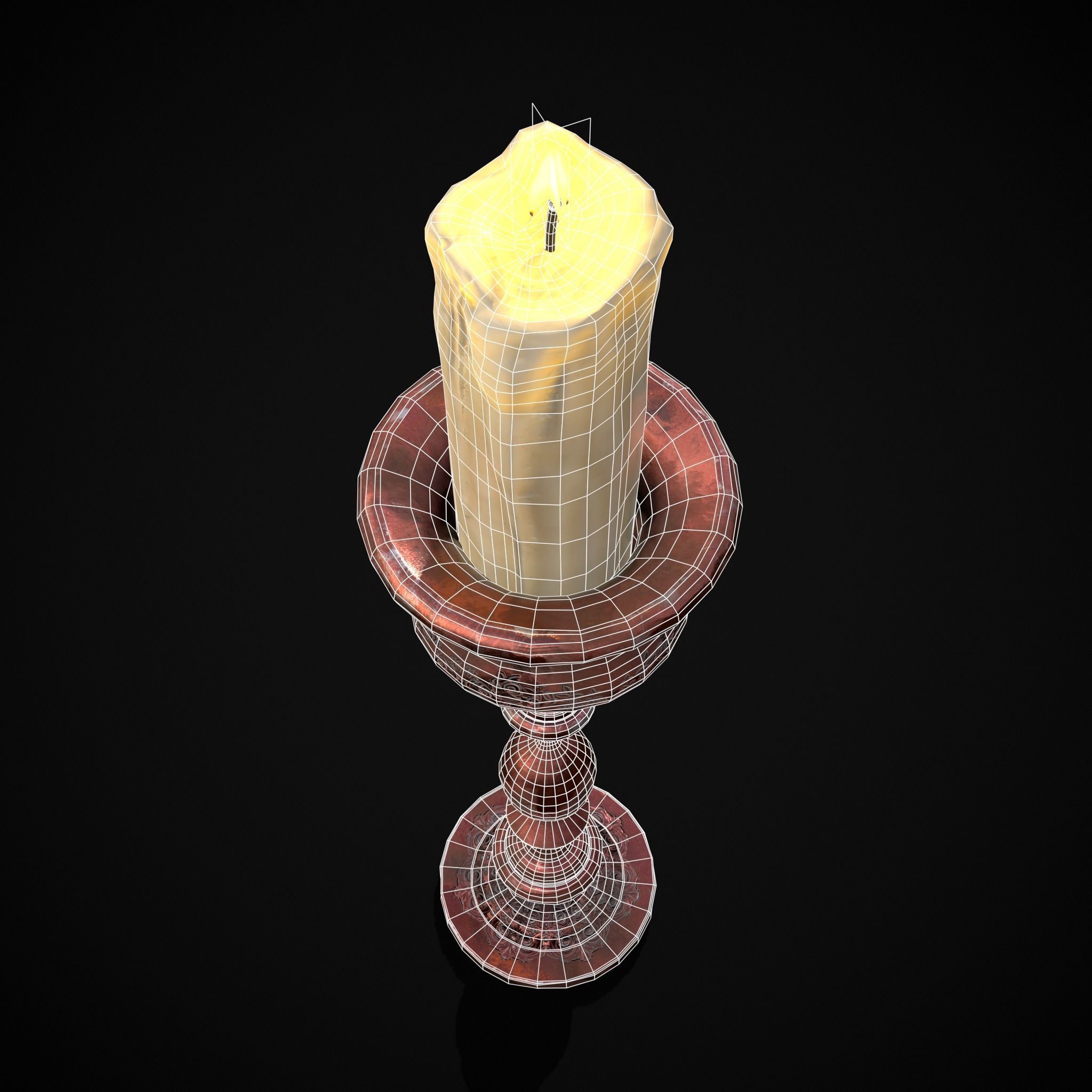 Elegant Candle Stick Low-poly 3D model_16