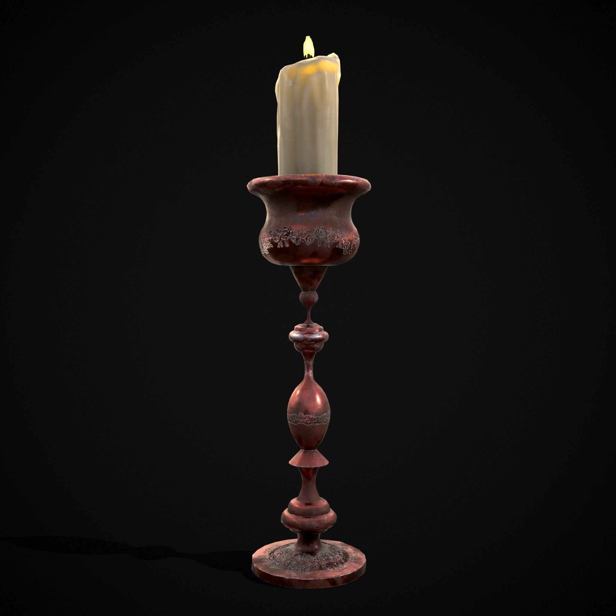 Elegant Candle Stick Low-poly 3D model_17