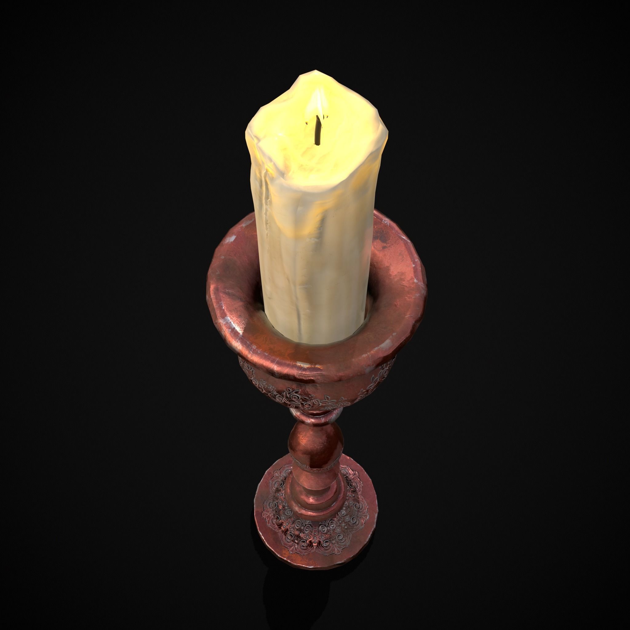 Elegant Candle Stick Low-poly 3D model_15