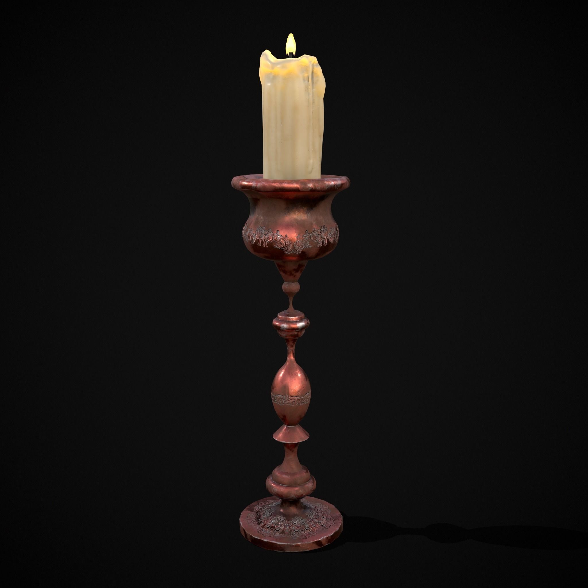 Elegant Candle Stick Low-poly 3D model_11