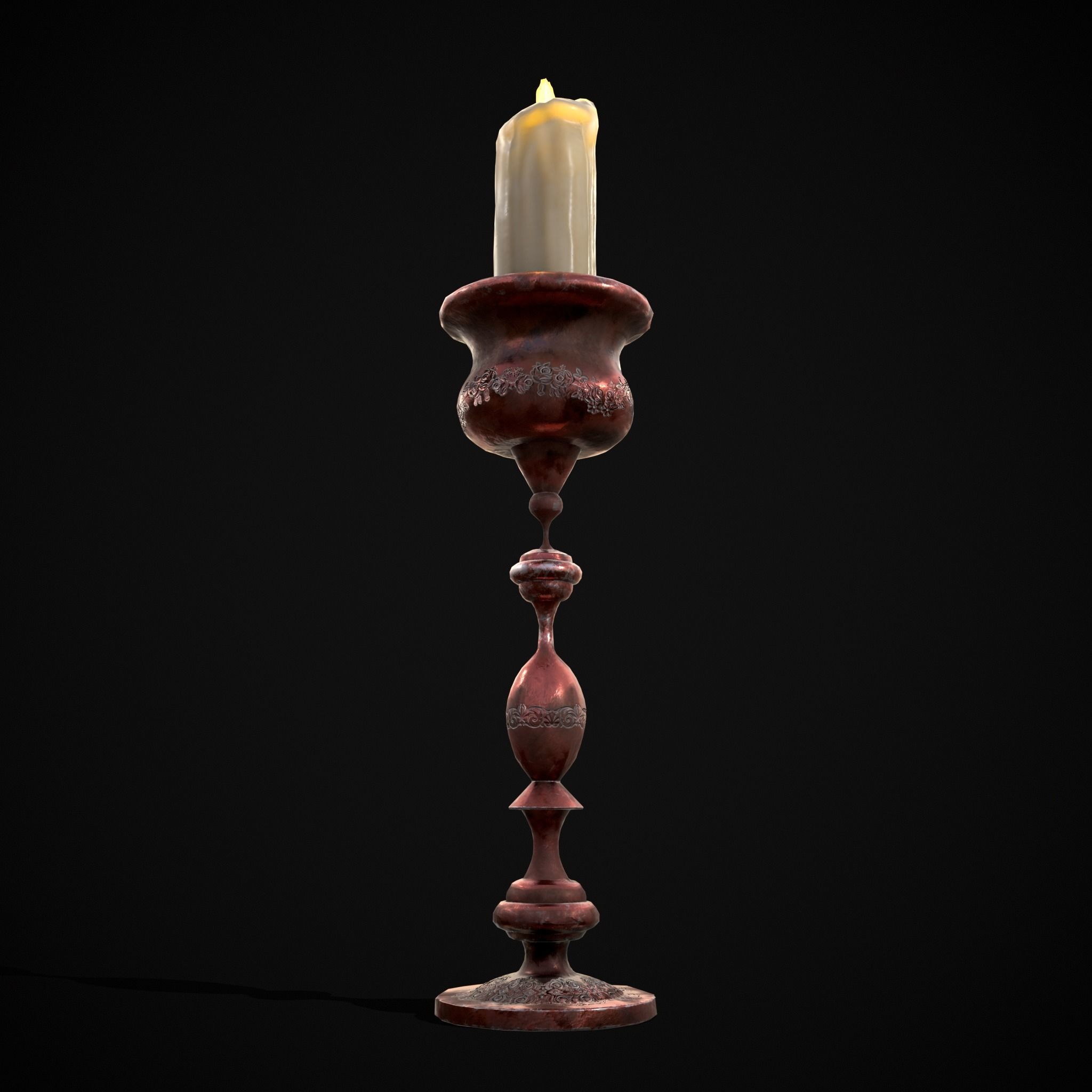 Elegant Candle Stick Low-poly 3D model_3