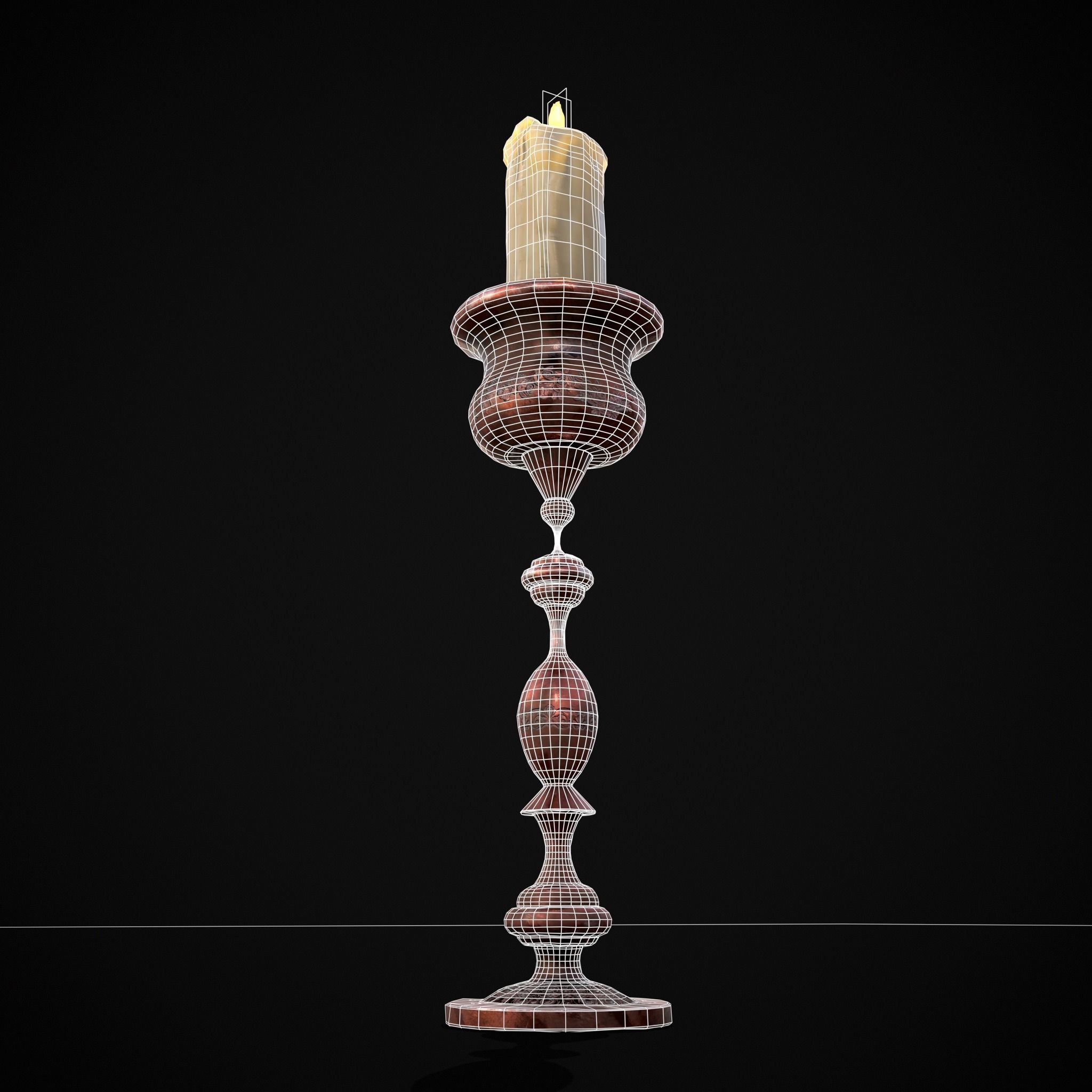 Elegant Candle Stick Low-poly 3D model_14