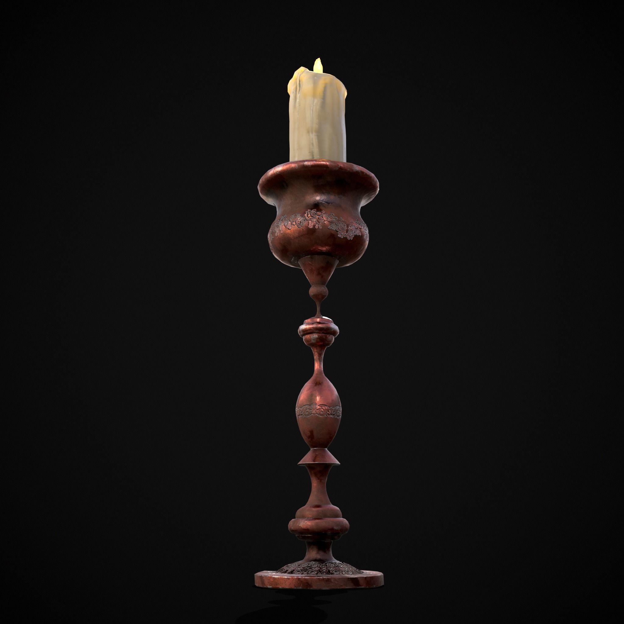 Elegant Candle Stick Low-poly 3D model_13