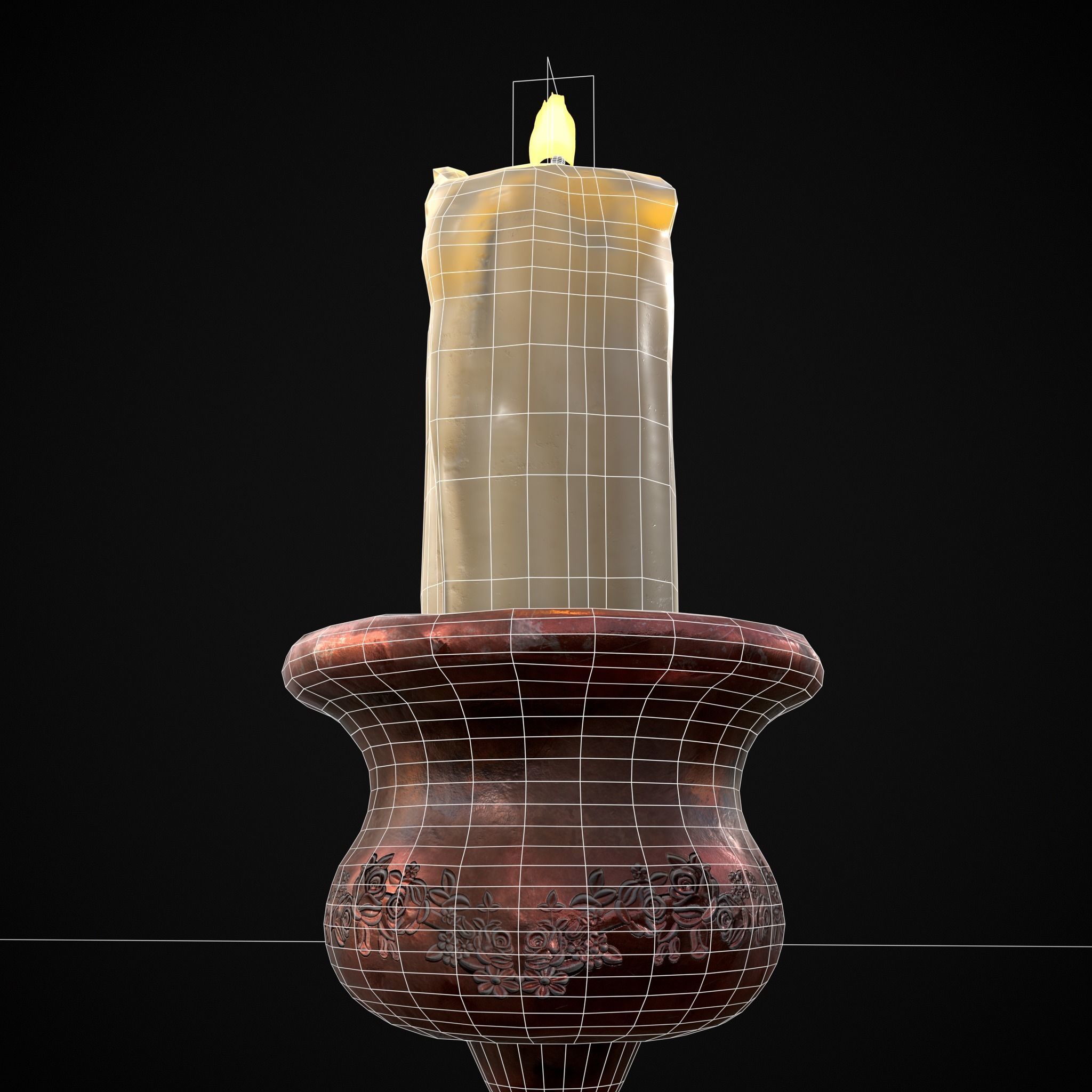 Elegant Candle Stick Low-poly 3D model_20