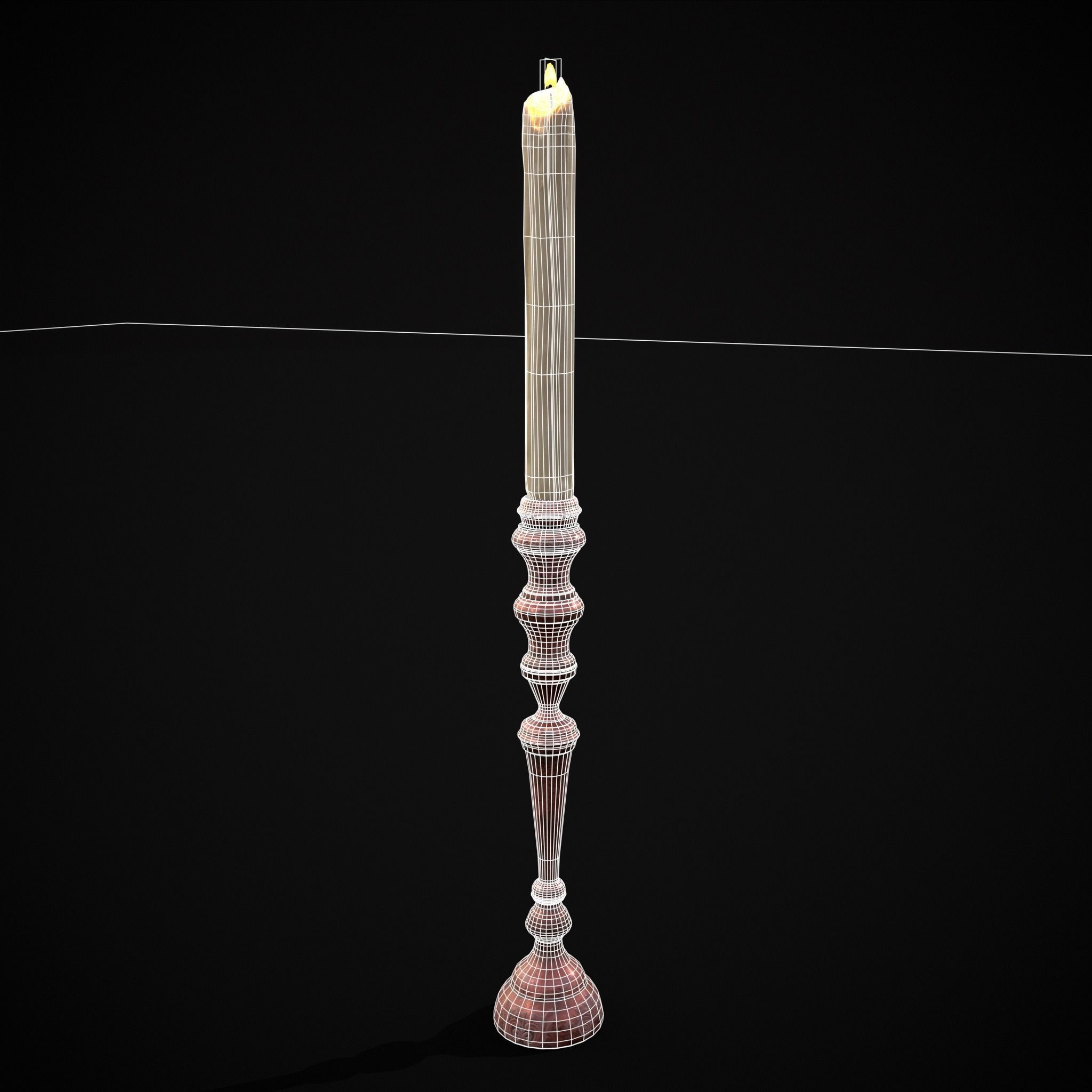 Elegant Slim Candle Low-poly 3D model_22
